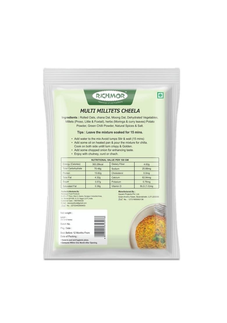 Richmor Protein Multi Millet Chilla Mix | Plant Based | Nutritious | High Fiber | No Palm Oil | No Trans-Fat | Ready To Cook | Quick And Healthy Food | High Protein Premix