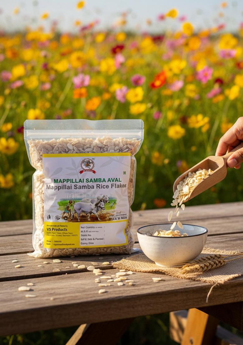 Vs Products Mappillai Samba Rice Flakes 550G, Mappillai Samba Aval (Poha) Rice Flakes For Breakfast | Cereal Flakes, 550G