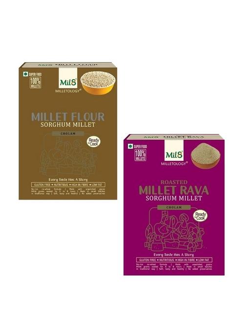 Mil8 Flour Sorghum & Rava Sorghum Millet Combo (300Gram-300Gram) Nutritious, Delicious And Healthy Breakfast Solution