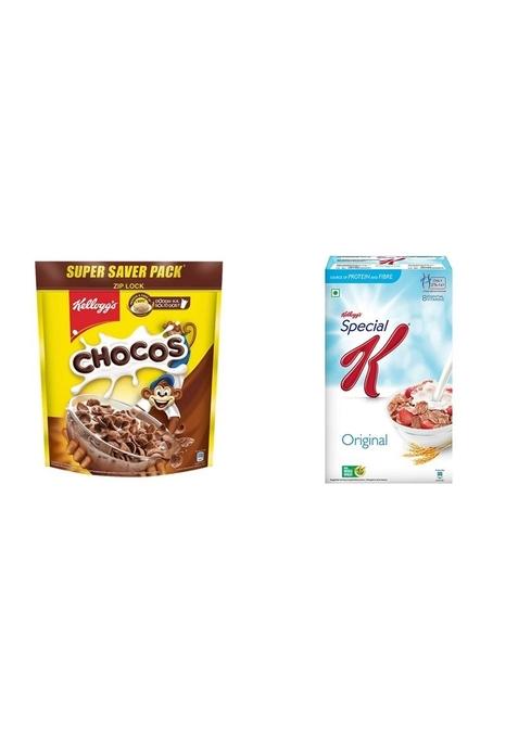 Kellogg'S Combo, Kellogg'S Chocos, High In Protein, B Vitamins, Calcium And Iron, 1.2Kg Pack And Kellogg'S Special K Original, Breakfast Cereals, 900G