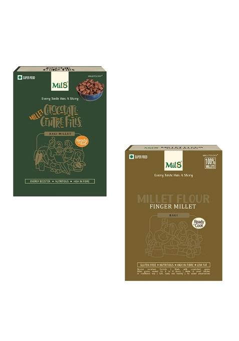 Mil8 Ragi Chocolate Centre Fills & Flour Finger Millet Combo (100Gram-300Gram) Nutritious, Delicious And Healthy Breakfast Solution