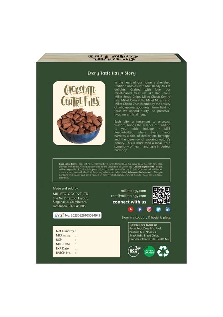 Mil8 Ragi Chocolate Centre Fills & Rava Pearl Millet Combo (100Gram-300Gram) Nutritious, Delicious And Healthy Breakfast Solution - Indya