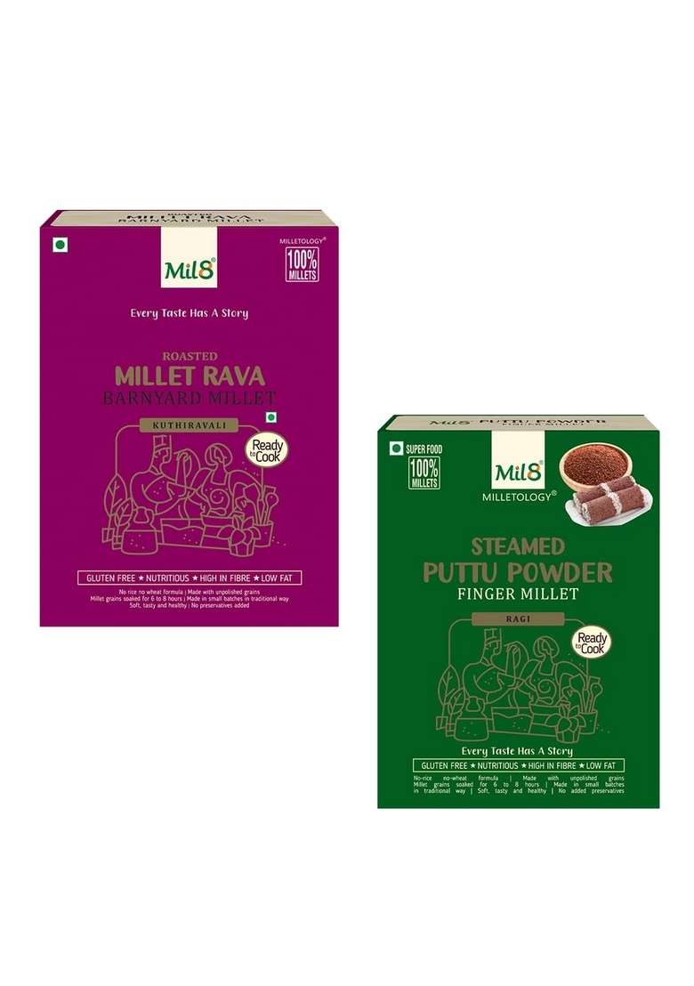 Rava Barnyard & Puttu Powder Finger Millet Combo (300Gram-300Gram) Nutritious, Delicious And Healthy Breakfast Solution - Indya