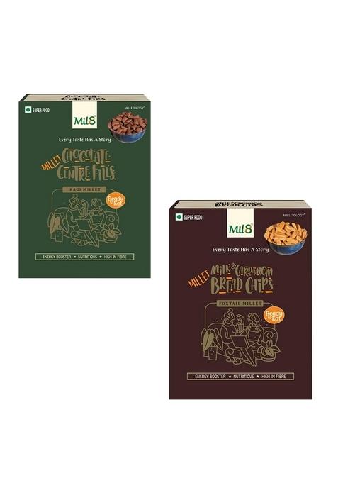Mil8 Ragi Chocolate Centre Fills & Bread Chips Milk And Cardamom Combo (100Gram-40Gram) Nutritious, Delicious And Healthy Breakfast Solution