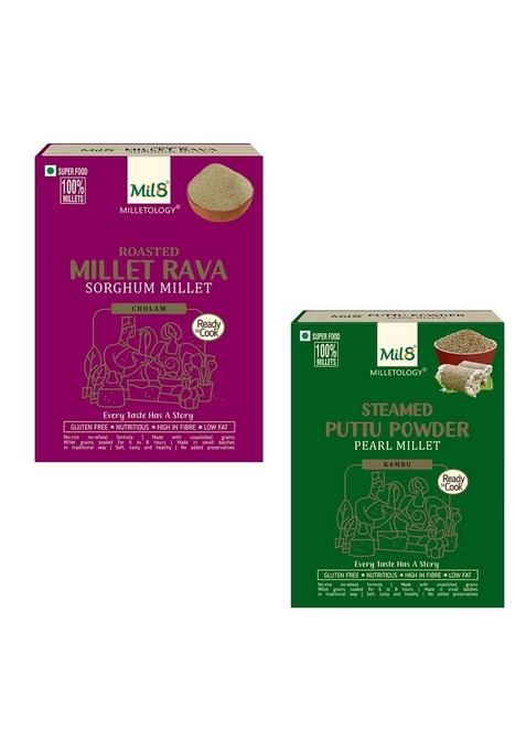 Rava Sorghum & Puttu Powder Pearl Millet Combo (300Gram-300Gram) Nutritious, Delicious And Healthy Breakfast Solution