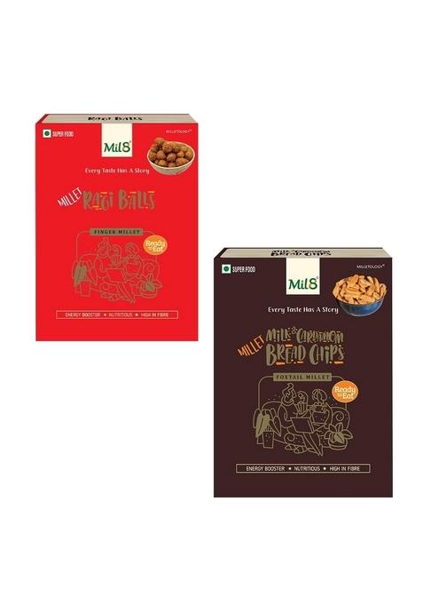 Mil8 Ragi Balls & Bread Chips Milk And Cardamom Combo (40Gram-40Gram) Nutritious, Delicious And Healthy Breakfast Solution