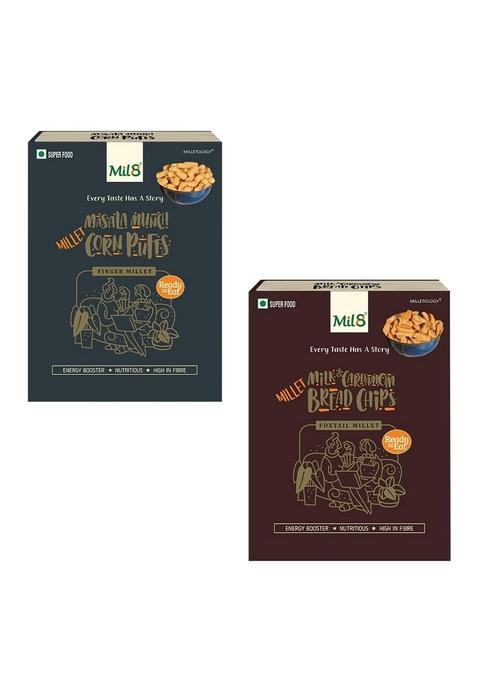 Mil8 Corn Puffs Masala & Bread Chips Milk And Cardamom Combo (30Gram-40Gram) Nutritious, Delicious And Healthy Breakfast Solution