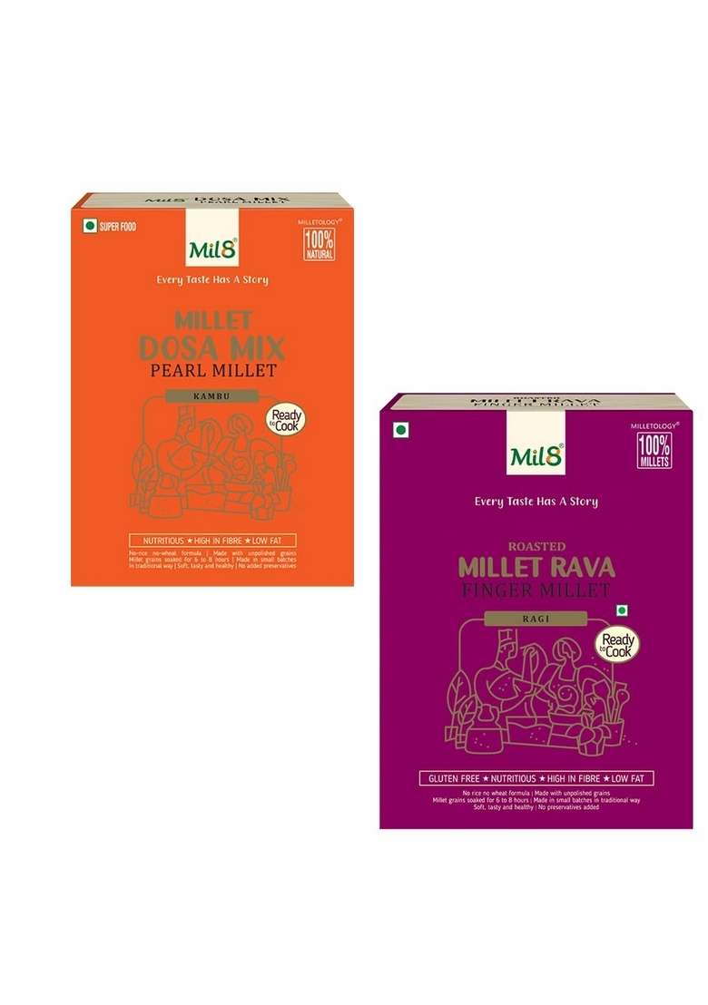 Dosamix Pearl & Rava Finger Millet Combo (300Gram-300Gram) Nutritious, Delicious And Healthy Breakfast Solution - Indya