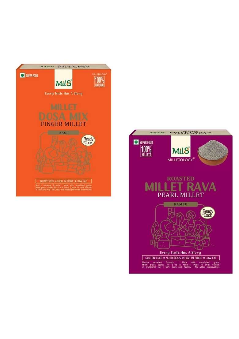 Dosamix Finger & Rava Pearl Millet Combo (300Gram-300Gram) Nutritious, Delicious And Healthy Breakfast Solution - Indya