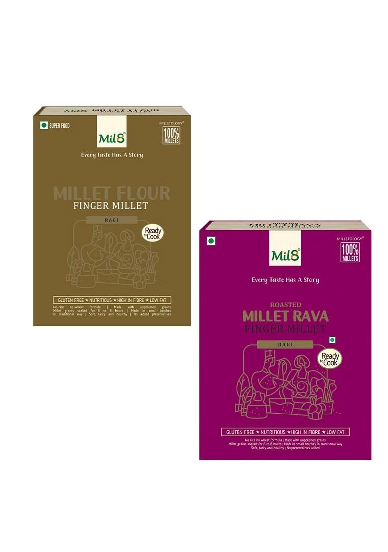Mil8 Flour Finger & Rava Finger Millet Combo (300Gram-300Gram) Nutritious, Delicious And Healthy Breakfast Solution
