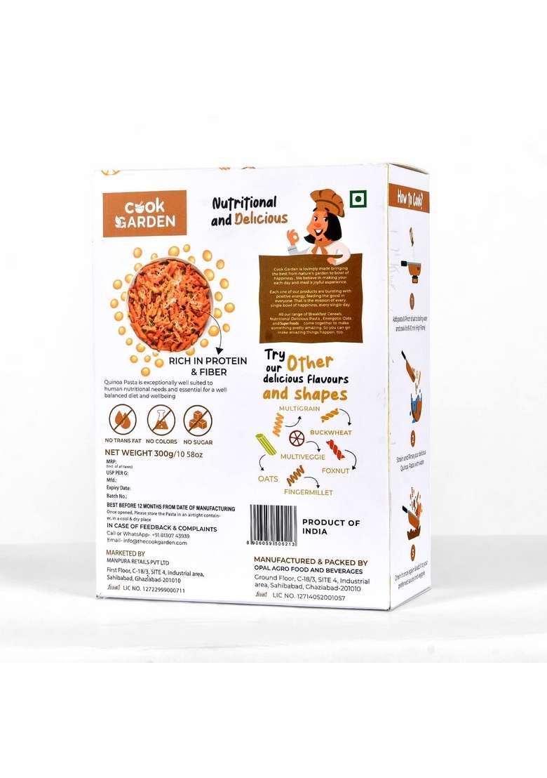 Cookgarden Fruits & Nuts Muesli 400G & Quinoa Pasta 300G | Healthy Protein Food & Breakfast Cereal - Indya