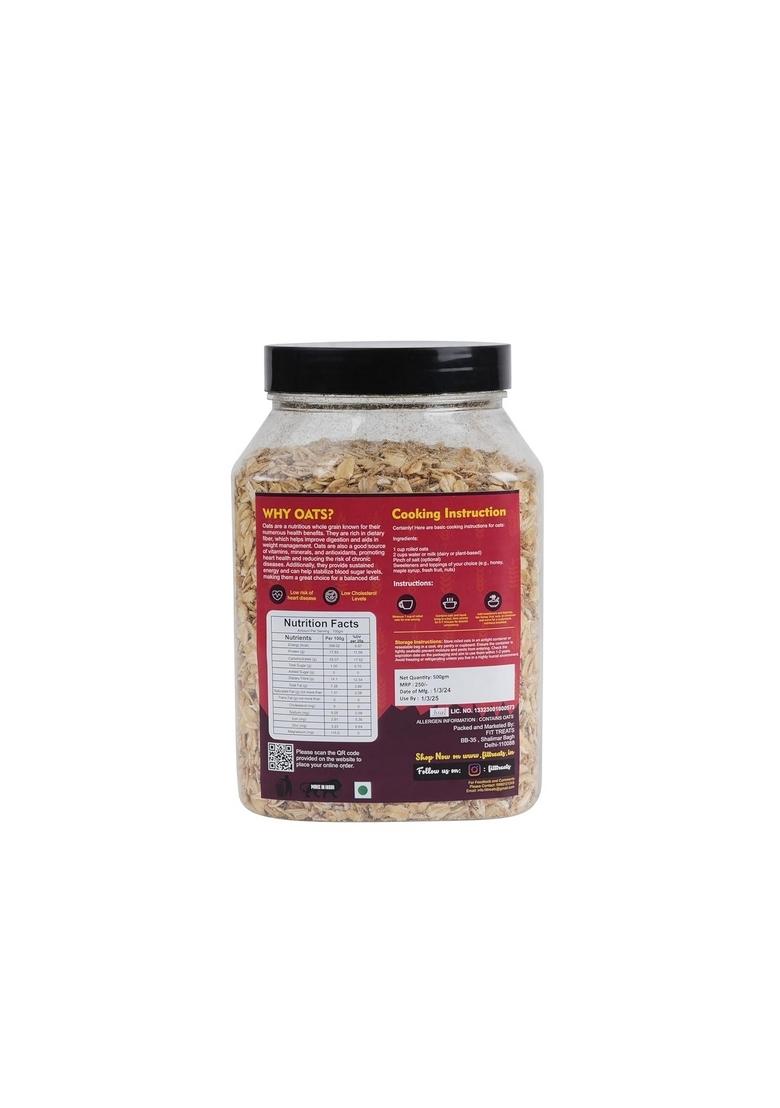 Fit Treats Rolled Oats | Gluten Free | Whole Grain Rolled Oats With High Fibre & Protein | Diet Food For Weight Management