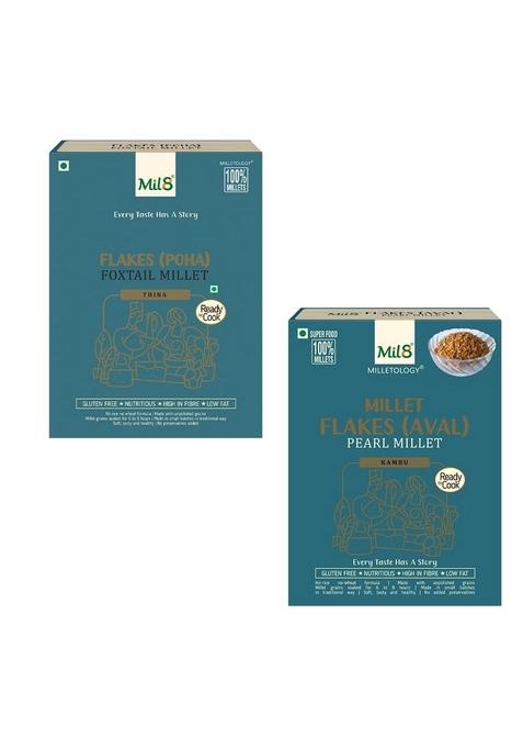 Mil8 Flakes (Aval) Foxtail & Flakes (Aval) Pearl Millet Combo (200Gram-200Gram) Nutritious, Delicious And Healthy Breakfast Solution