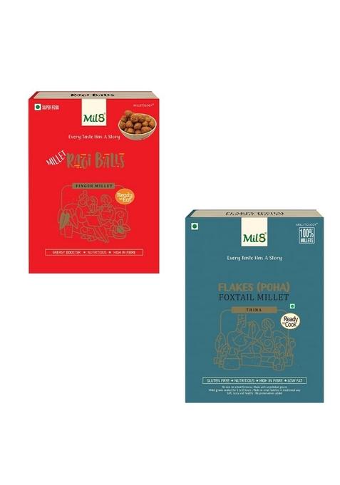Mil8 Ragi Balls & Flakes (Aval) Foxtail Millet Combo (40Gram-200Gram) Nutritious, Delicious And Healthy Breakfast Solution