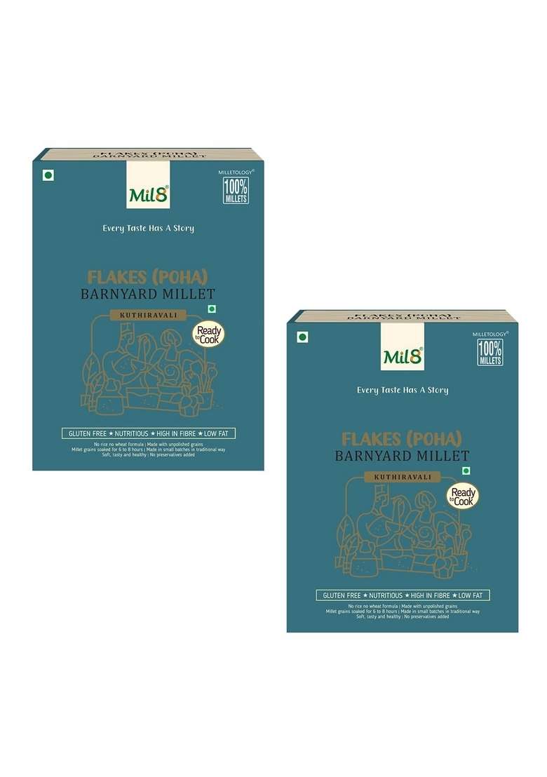 Mil8 Flakes (Aval) Barnayard & Flakes (Aval) Barnayard Millet Combo (200Gram-200Gram) Nutritious, Delicious And Healthy Breakfast Solution - Indya