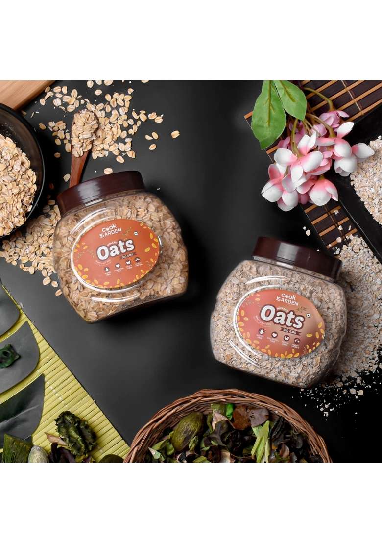 Cookgarden Rolled Oats 500G & Multi Veggie Pasta 300G | Wholegrain Breakfast | High Protein And Fibre Combo | Box - Indya