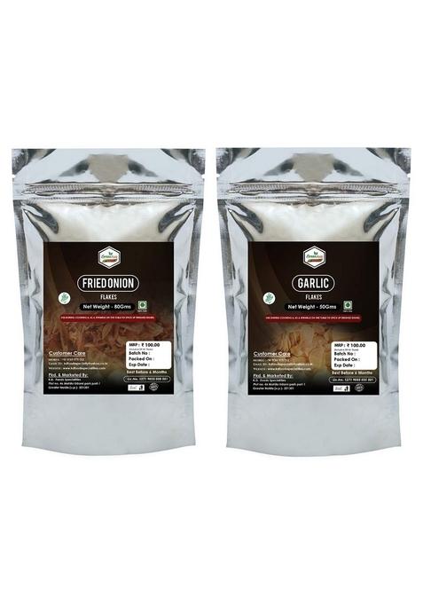 Greenfields: Combo (Fried Onion Flakes 80G & Garlic Flakes 50G )
