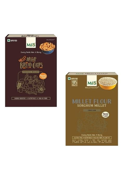 Mil8 Bread Chips Mint & Flour Sorghum Millet Combo (40Gram-300Gram) Nutritious, Delicious And Healthy Breakfast Solution