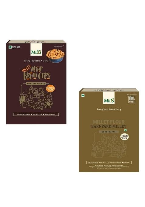 Mil8 Bread Chips Mint & Flour Barnyard Millet Combo (40Gram-300Gram) Nutritious, Delicious And Healthy Breakfast Solution