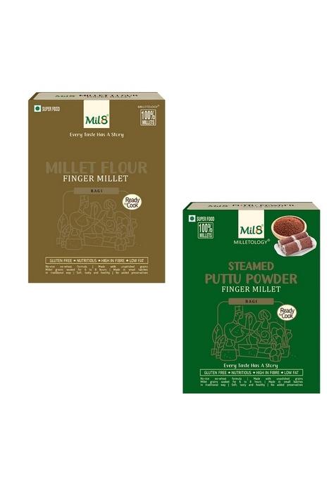 Mil8 Flour Finger & Puttu Powder Finger Millet Combo (300Gram-300Gram) Nutritious, Delicious And Healthy Breakfast Solution