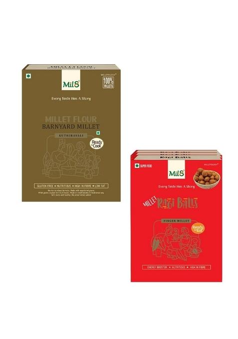 Mil8 Flour Barnyard & Ragi Balls Combo (300Gram-40Gram) Nutritious, Delicious And Healthy Breakfast Solution