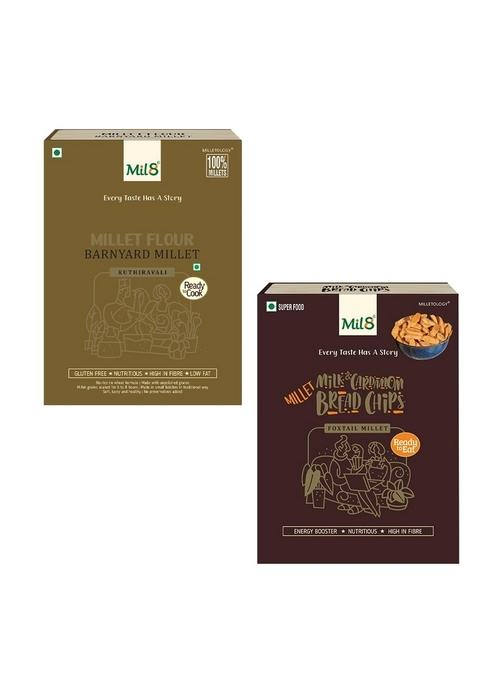 Mil8 Flour Barnyard & Bread Chips Milk And Cardamom Combo (300Gram-40Gram) Nutritious, Delicious And Healthy Breakfast Solution