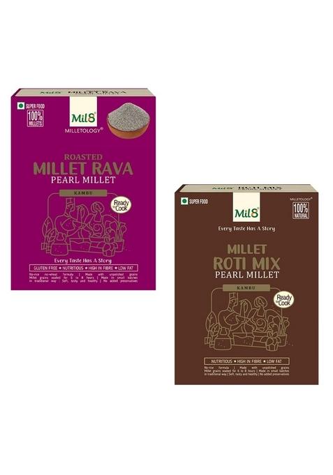Mil8 Rava Pearl & Rotimix Pearl Millet Combo (300Gram-300Gram) Nutritious, Delicious And Healthy Breakfast Solution