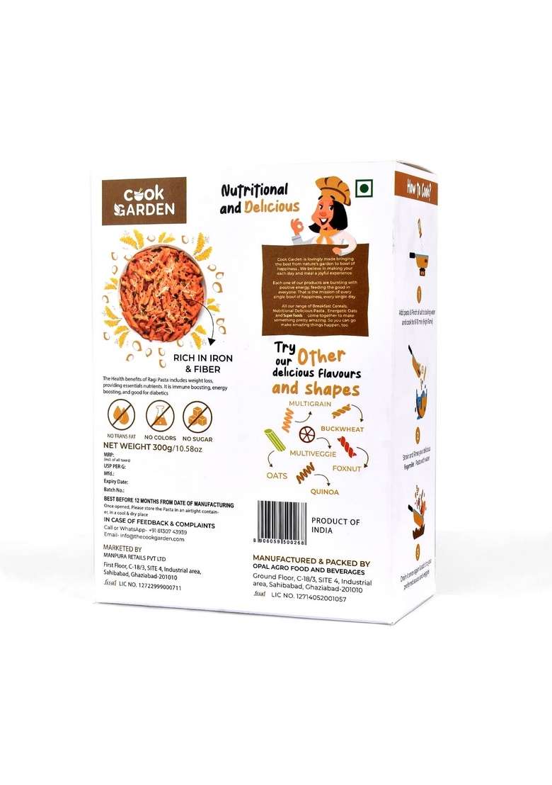 Cookgarden Instant Oats 500G & Fingermillet Pasta 300G | Wholegrain Breakfast | High Protein And Fibre Combo | Box - Indya