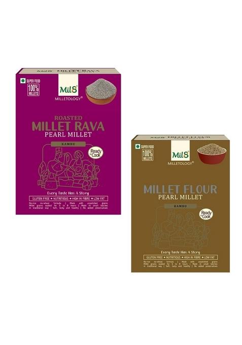 Mil8 Rava Pearl & Flour Pearl Millet Combo (300Gram-300Gram) Nutritious, Delicious And Healthy Breakfast Solution