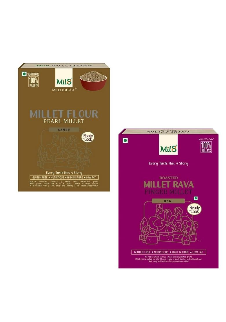 Mil8 Flour Pearl & Rava Finger Millet Combo (300Gram-300Gram) Nutritious, Delicious And Healthy Breakfast Solution