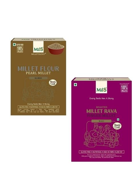 Mil8 Flour Pearl & Rava Finger Millet Combo (300Gram-300Gram) Nutritious, Delicious And Healthy Breakfast Solution