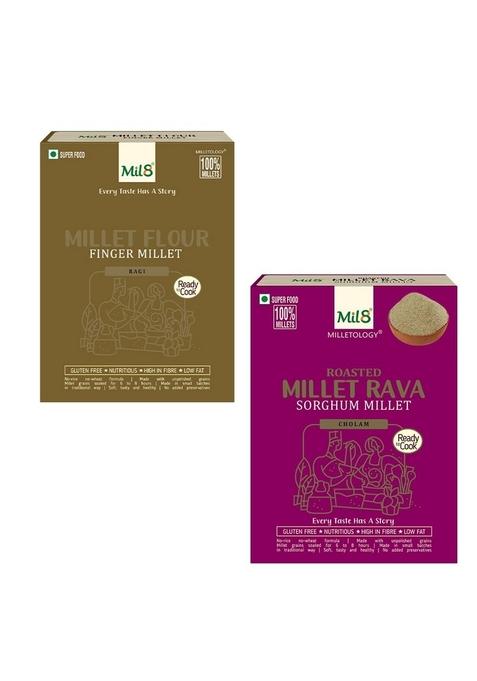Mil8 Flour Finger & Rava Sorghum Millet Combo (300Gram-300Gram) Nutritious, Delicious And Healthy Breakfast Solution