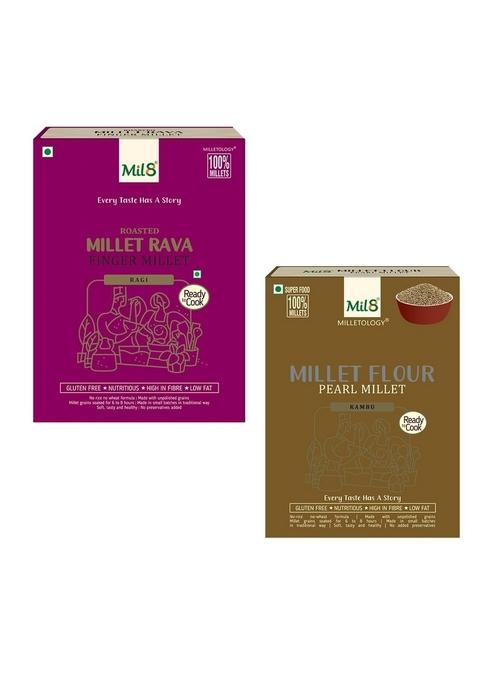 Mil8 Rava Finger & Flour Pearl Millet Combo (300Gram-300Gram) Nutritious, Delicious And Healthy Breakfast Solution