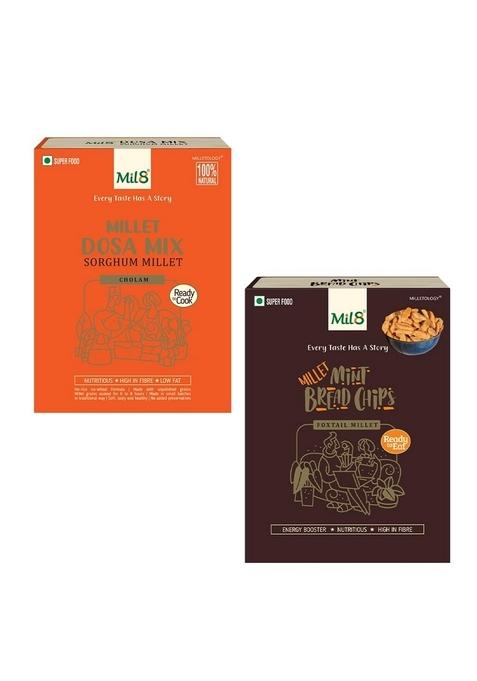 Mil8 Dosamix Sorghum & Bread Chips Mint Combo (300Gram-40Gram) Nutritious, Delicious And Healthy Breakfast Solution