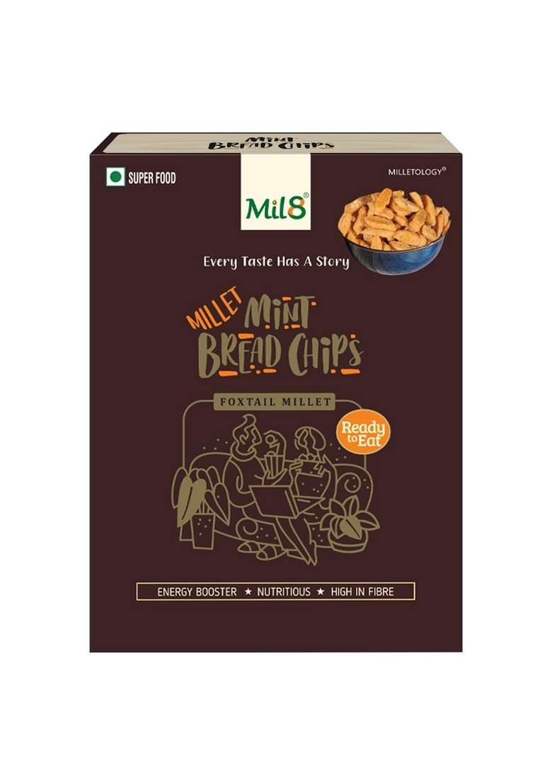 Mil8 Bread Chips Mint & Flour Little Millet Combo (40Gram-300Gram) Nutritious, Delicious And Healthy Breakfast Solution - Indya