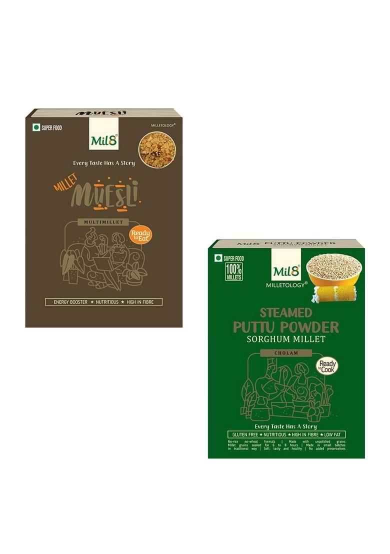 Muesli & Puttu Powder Sorghum Millet Combo (100Gram-300Gram) Nutritious, Delicious And Healthy Breakfast Solution