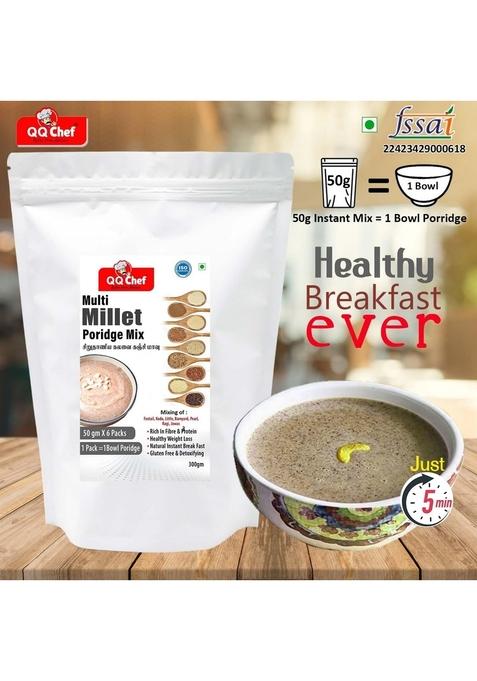 Qq Chef Multi Millet Porridge Mix | 600Gm (50Gm X 12 Packs) Healthy Breakfast
