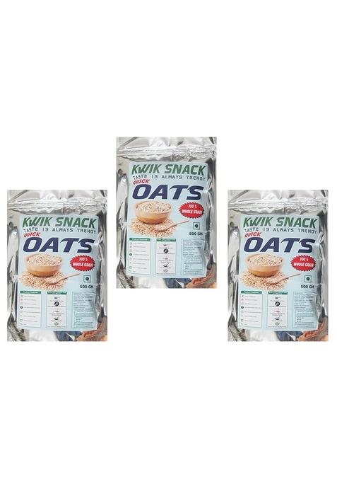 Kwik Snack Combo Pack Of 3 Quick Oats Of (400 Gm Each) 3 X 400 Gm = 1.2 Kg- 100% Natural Whole Grain Oats - Healthy Breakfast - Zero Cholesterol - Good Source Of Proteins - Gluten Free Oats With High Fiber - Promotes Weight Loss