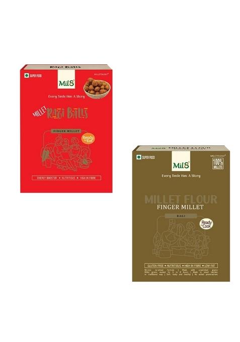 Mil8 Ragi Balls & Flour Finger Millet Combo (40Gram-300Gram) Nutritious, Delicious And Healthy Breakfast Solution