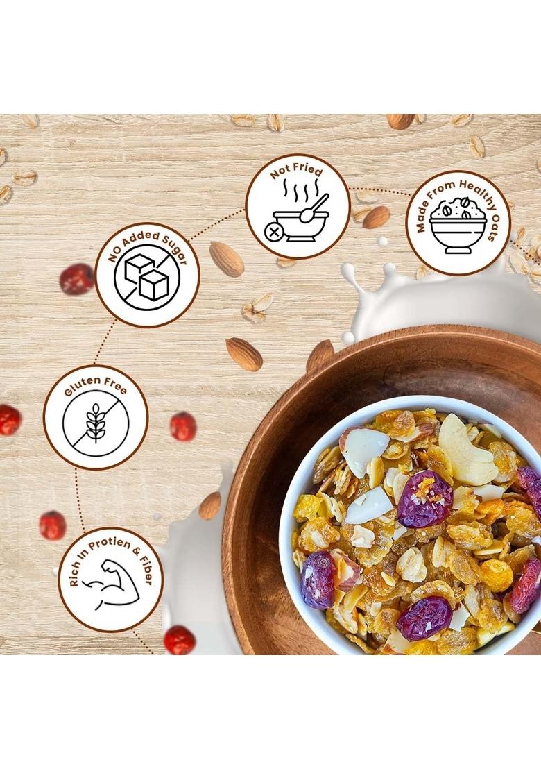 Mystree Fruit And Nuts Granola 160G -| Fiber-Rich Breakfast Cereal | Healthy Mixed Fruit & Nut Granola | Source Of Energy | Ideal For A Healthy And Energizing Breakfast | Nutritious And Delicious Start To Your Day