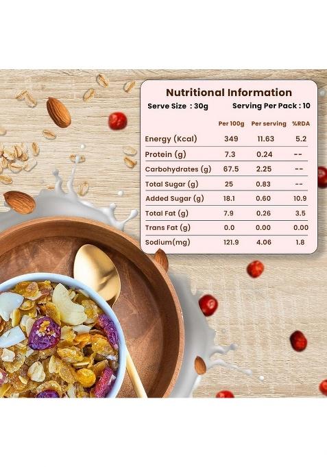 Mystree Fruit And Nuts Granola 160G -| Fiber-Rich Breakfast Cereal | Healthy Mixed Fruit & Nut Granola | Source Of Energy | Ideal For A Healthy And Energizing Breakfast | Nutritious And Delicious Start To Your Day