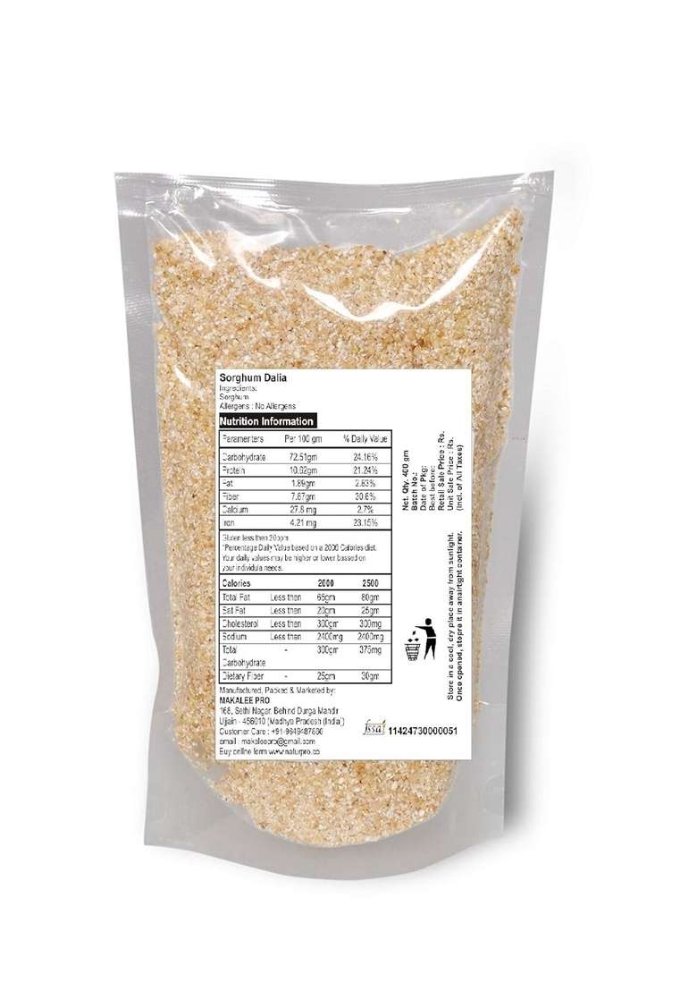Naturpro Desi Jowar Dalia (Sorghum Dalia) - 400 Gms | Gluten-Free Millet For Heart Health | High In Calcium, Iron, Protein & Fiber | Lowers Cholesterol | Antioxidant-Rich Superfood (Pack Of 3) - Indya