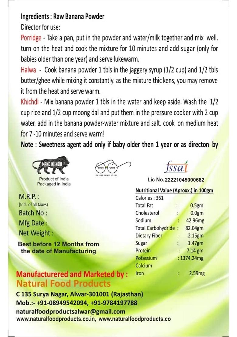 Shooodh Sun Dried Raw Banana Powder For Babies Porridge Eating 250Gm