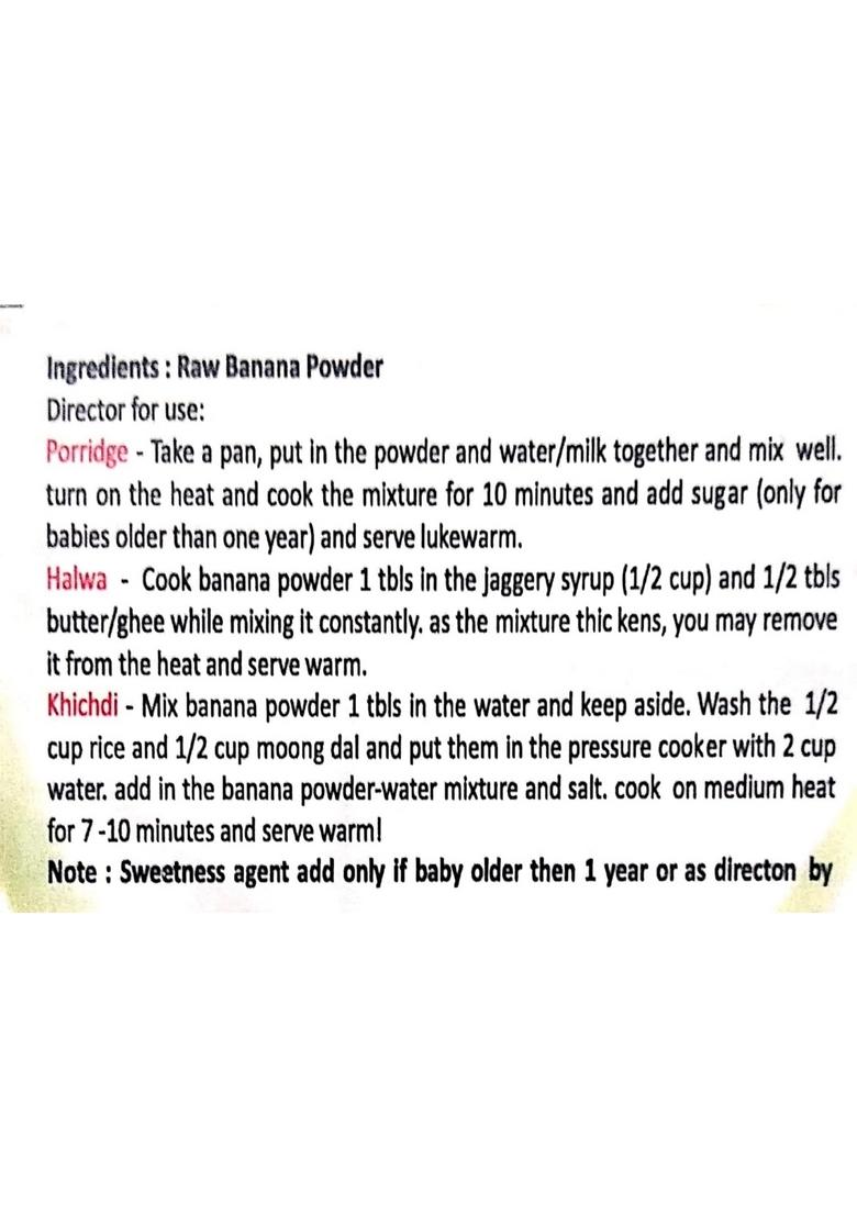 Shooodh Sun Dried Raw Banana Powder For Babies Porridge Eating 250Gm