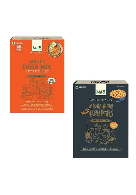 Mil8 Dosamix Little & Corn Puffs Masala Combo (300Gram-30Gram) Nutritious, Delicious And Healthy Breakfast Solution