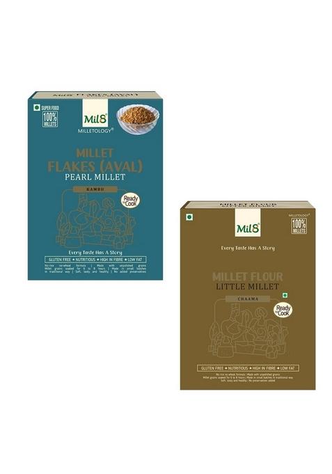 Mil8 Flakes (Aval) Pearl & Flour Little Millet Combo (200Gram-300Gram) Nutritious, Delicious And Healthy Breakfast Solution
