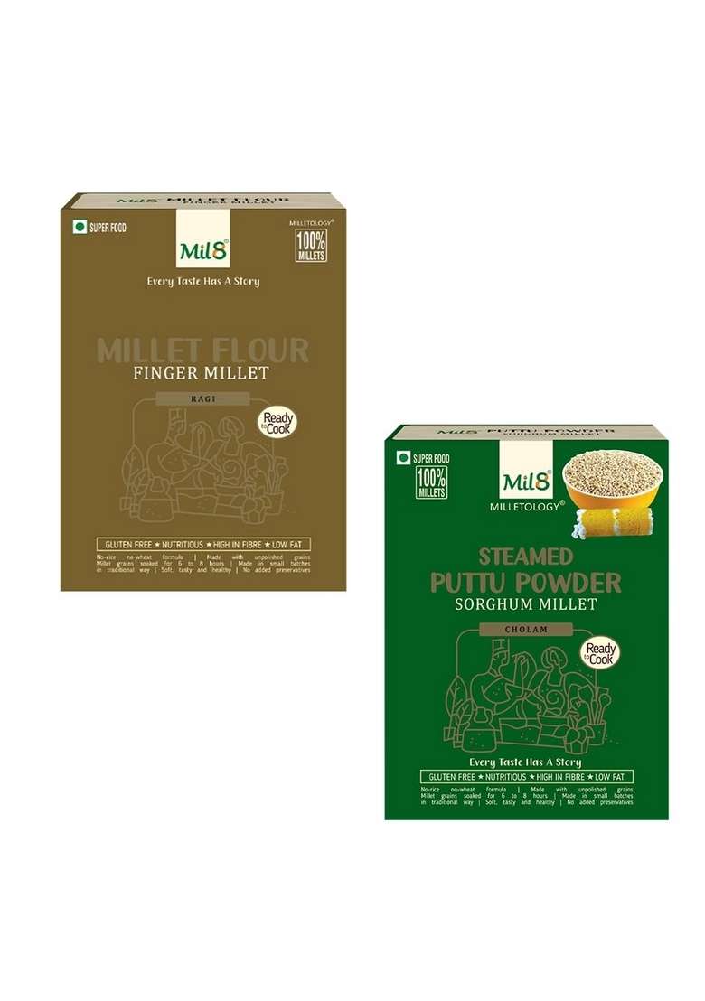 Mil8 Flour Finger & Puttu Powder Sorghum Millet Combo (300Gram-300Gram) Nutritious, Delicious And Healthy Breakfast Solution - Indya