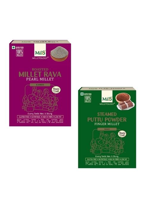 Mil8 Rava Pearl & Puttu Powder Finger Millet Combo (300Gram-300Gram) Nutritious, Delicious And Healthy Breakfast Solution
