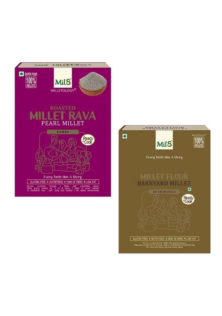 Mil8 Rava Pearl & Flour Barnyard Millet Combo (300Gram-300Gram) Nutritious, Delicious And Healthy Breakfast Solution - Indya