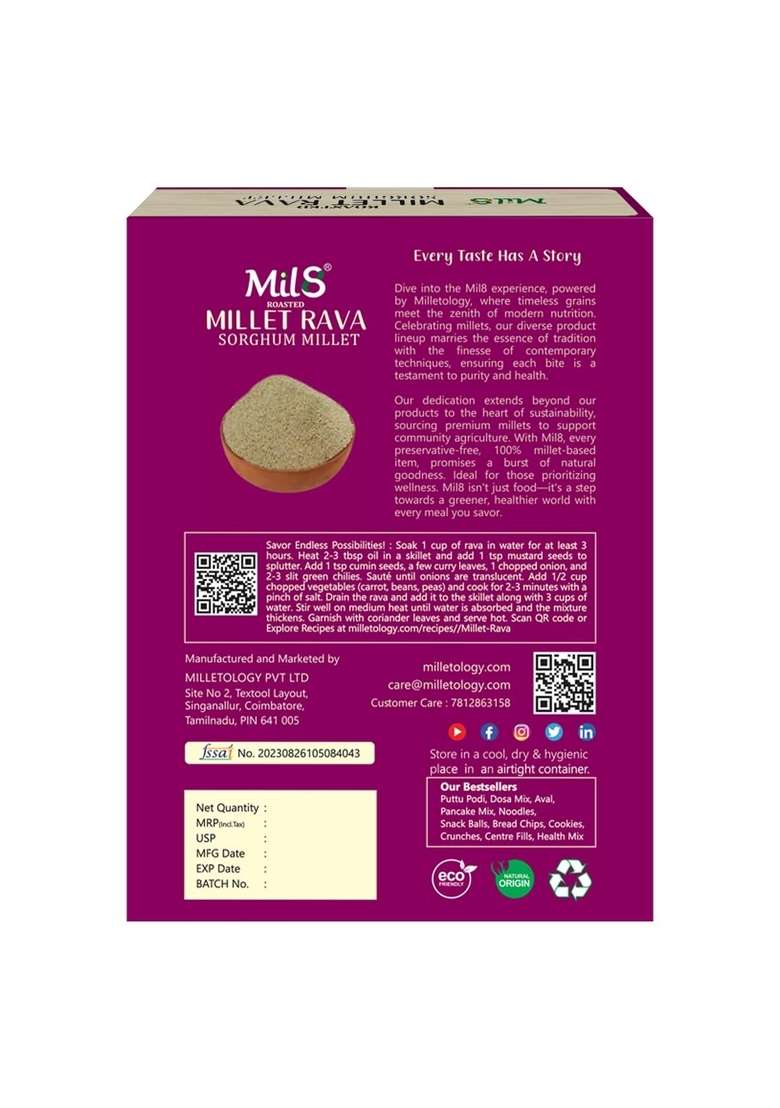 Mil8 Rava Sorghum & Flour Pearl Millet Combo (300Gram-300Gram) Nutritious, Delicious And Healthy Breakfast Solution - Indya